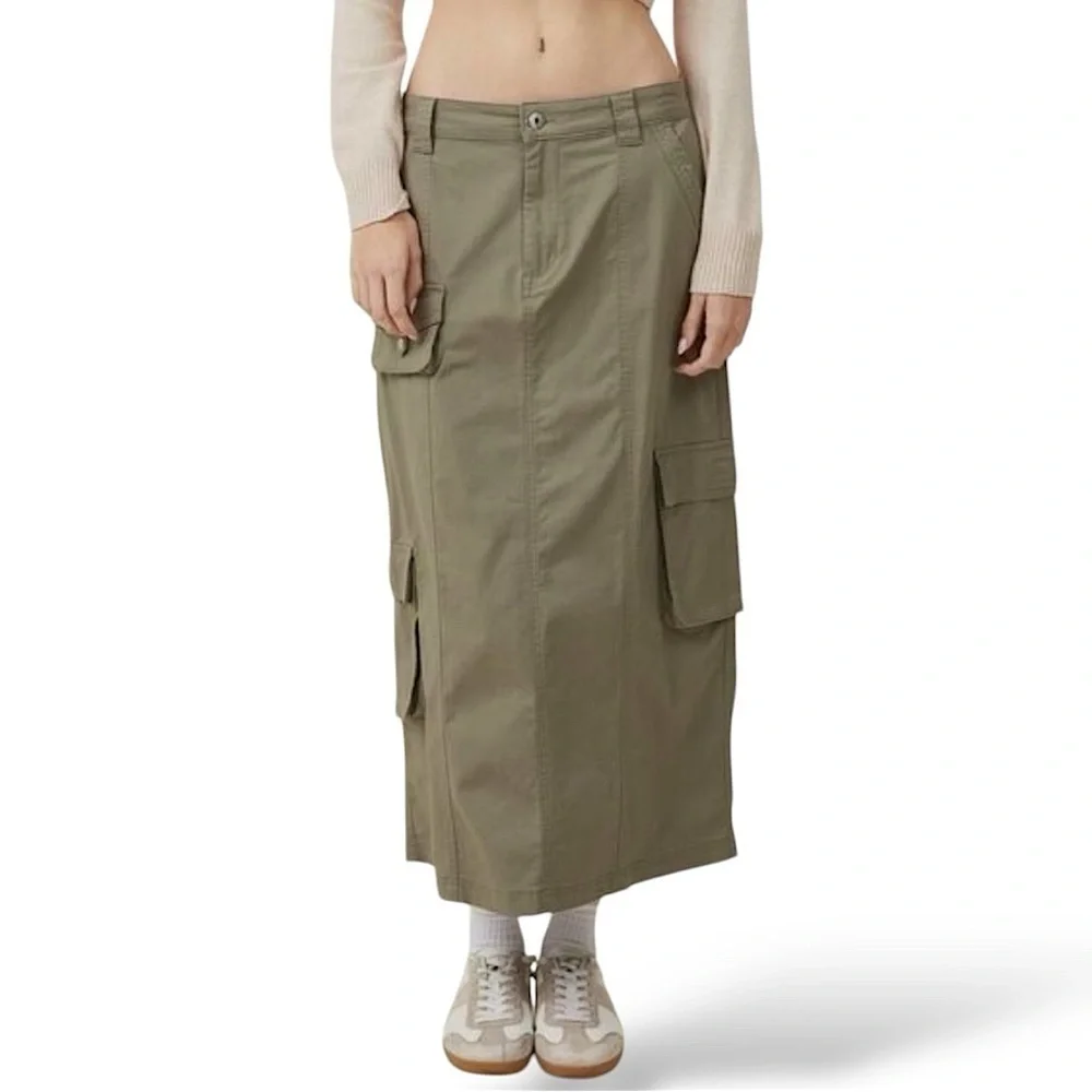 Cotton On Olive Cargo Utility Maxi Skirt